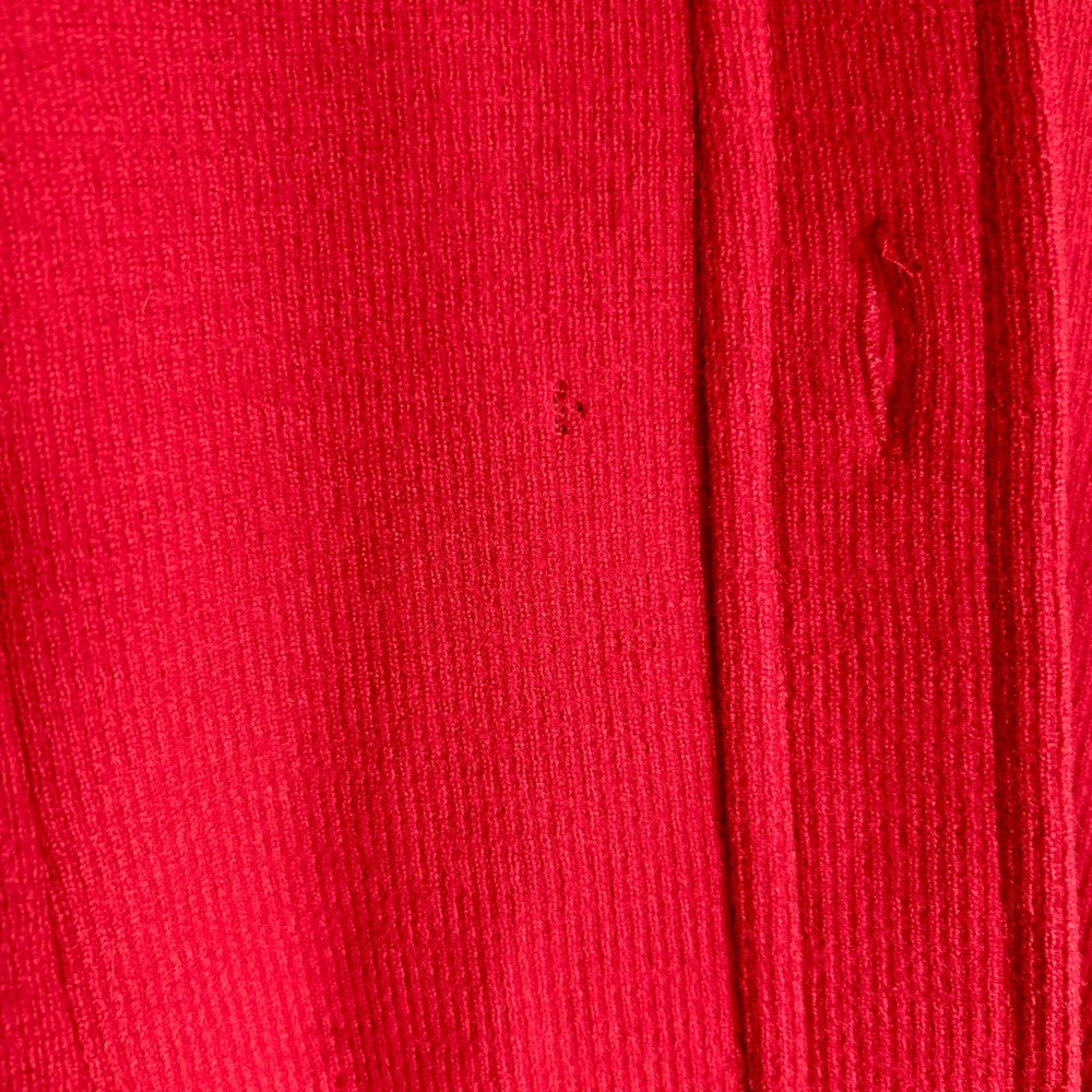 Vintage Red Wool Coat Embroidered Crochet Accents - Picture 11 of 14